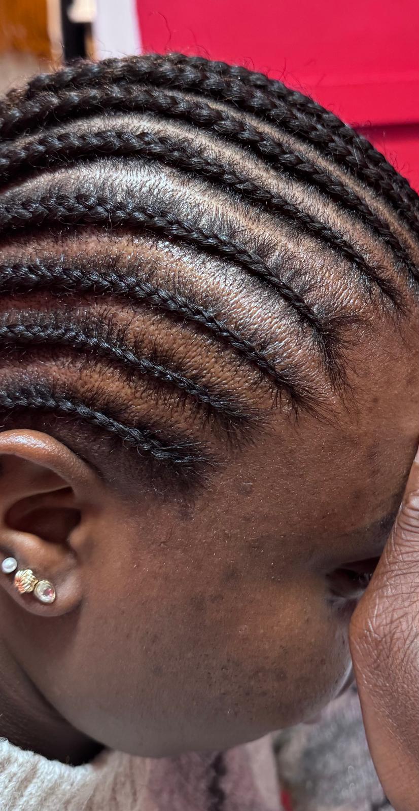 Neat straight-back cornrows