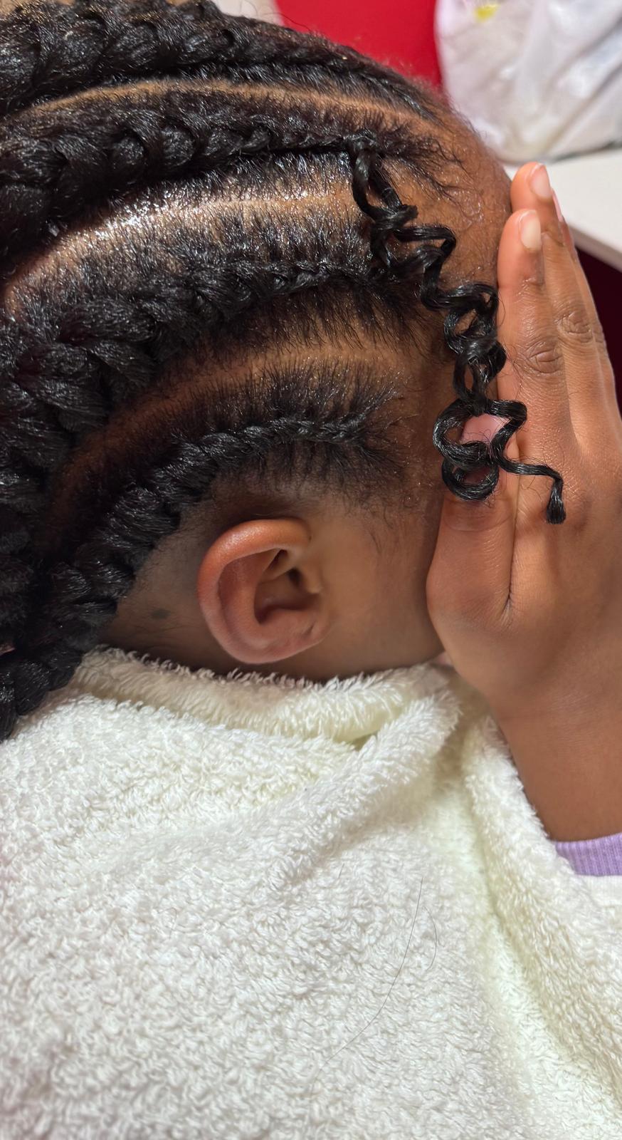 Kids braids close-up detail